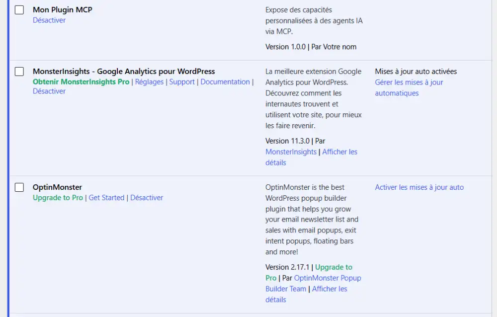 Activation de mon plugin MCP