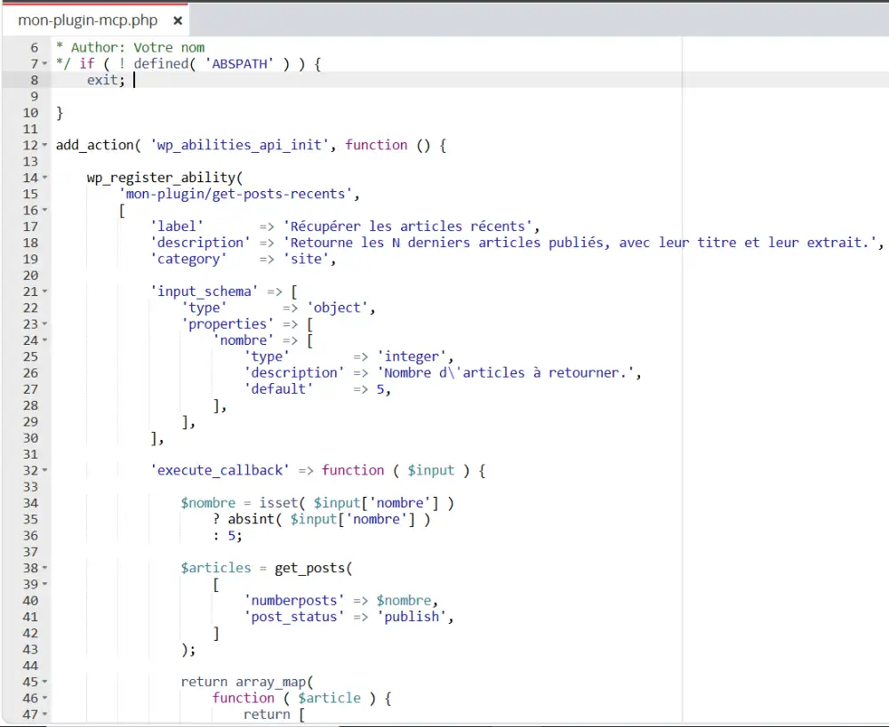 Ajouter du code supplémentaire au plugin