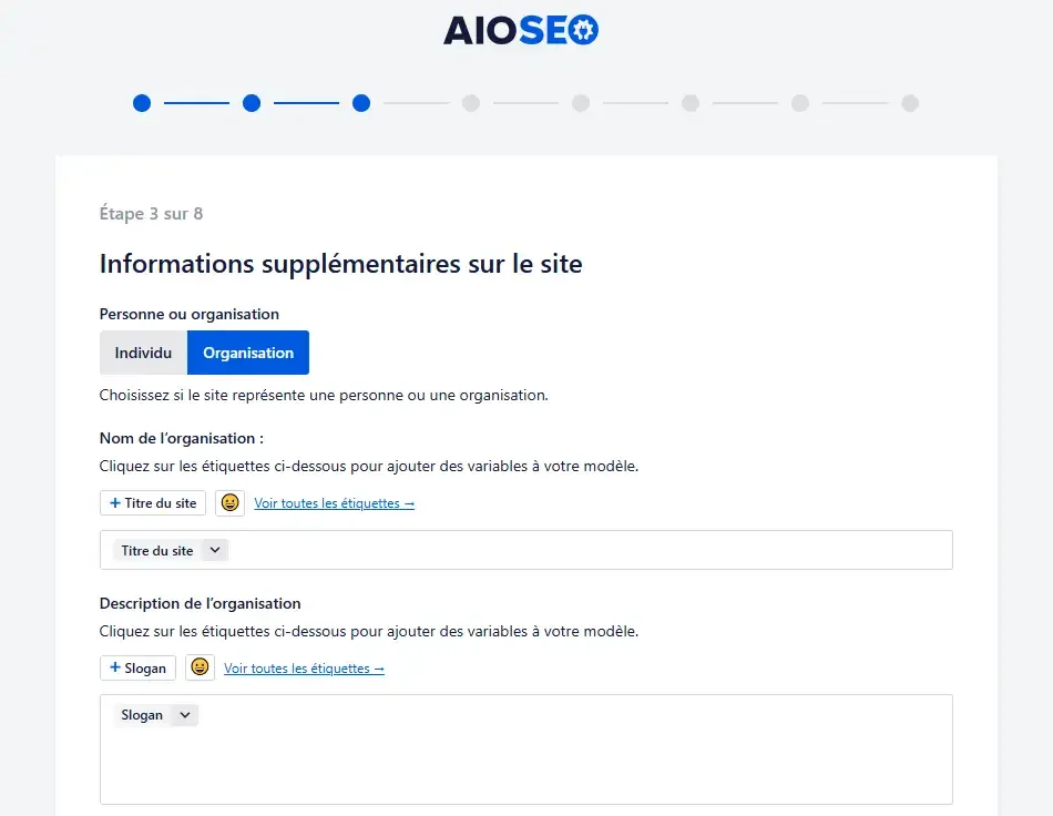 Informations sur l'organisation