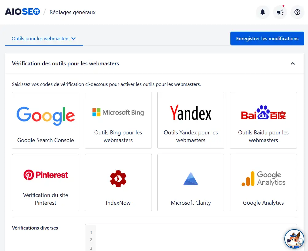 Outils pour les webmasters