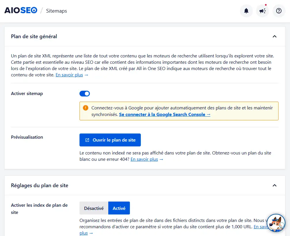 Personnaliser le sitemap du site dans AIOSEO