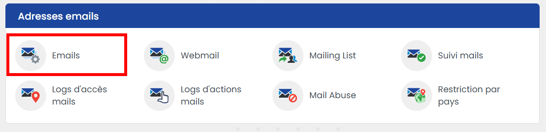 Accéder à la section Emails dans Panel LWS
