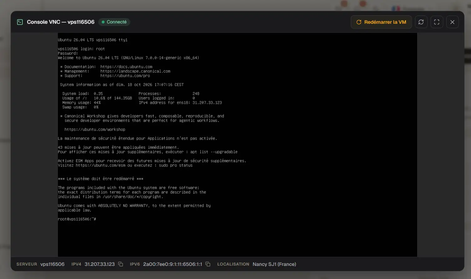 Accéder la console SSH du VPS KVM LWS