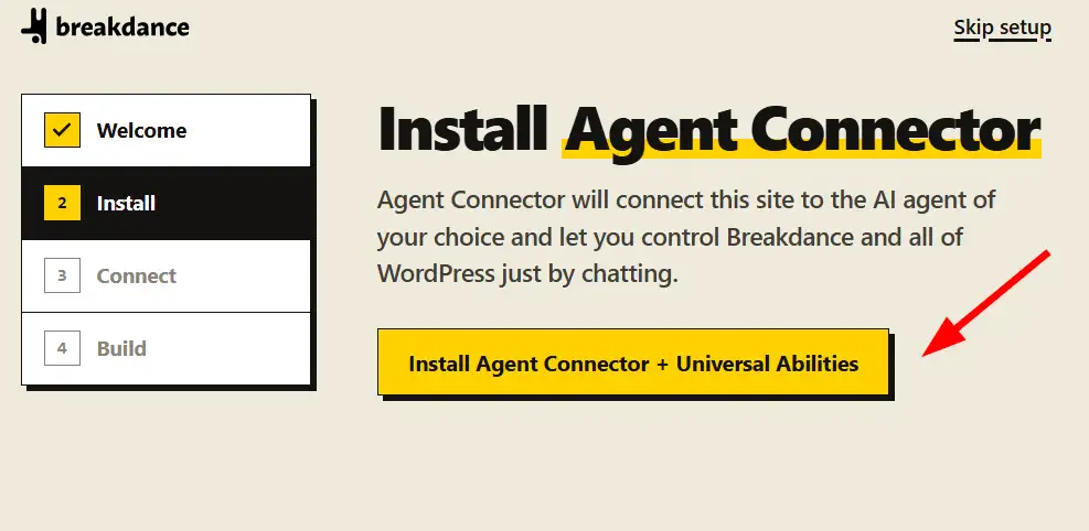 Cliquer sur le bouton Installer Agent Connector et Universal Abilities