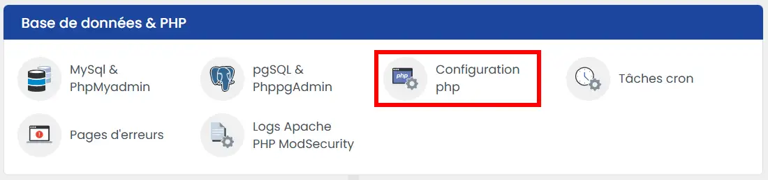 Outil de gestion de php dans LWS Panel