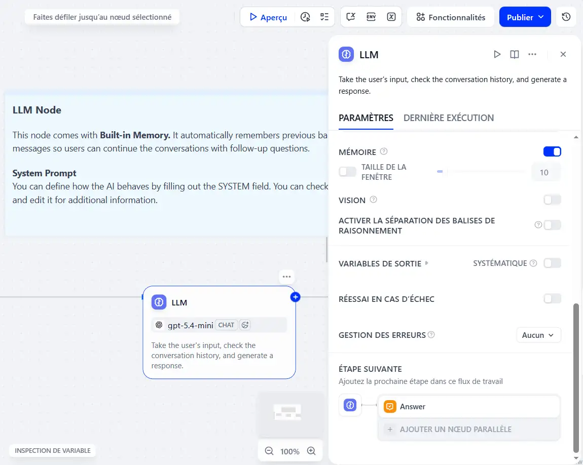 Configurer d'autres options de l'applications comme les erreurs et les sorties
