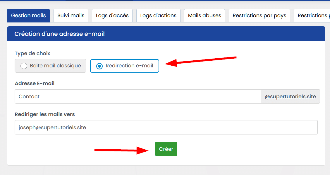 Créer une redirection sur LWS Panel