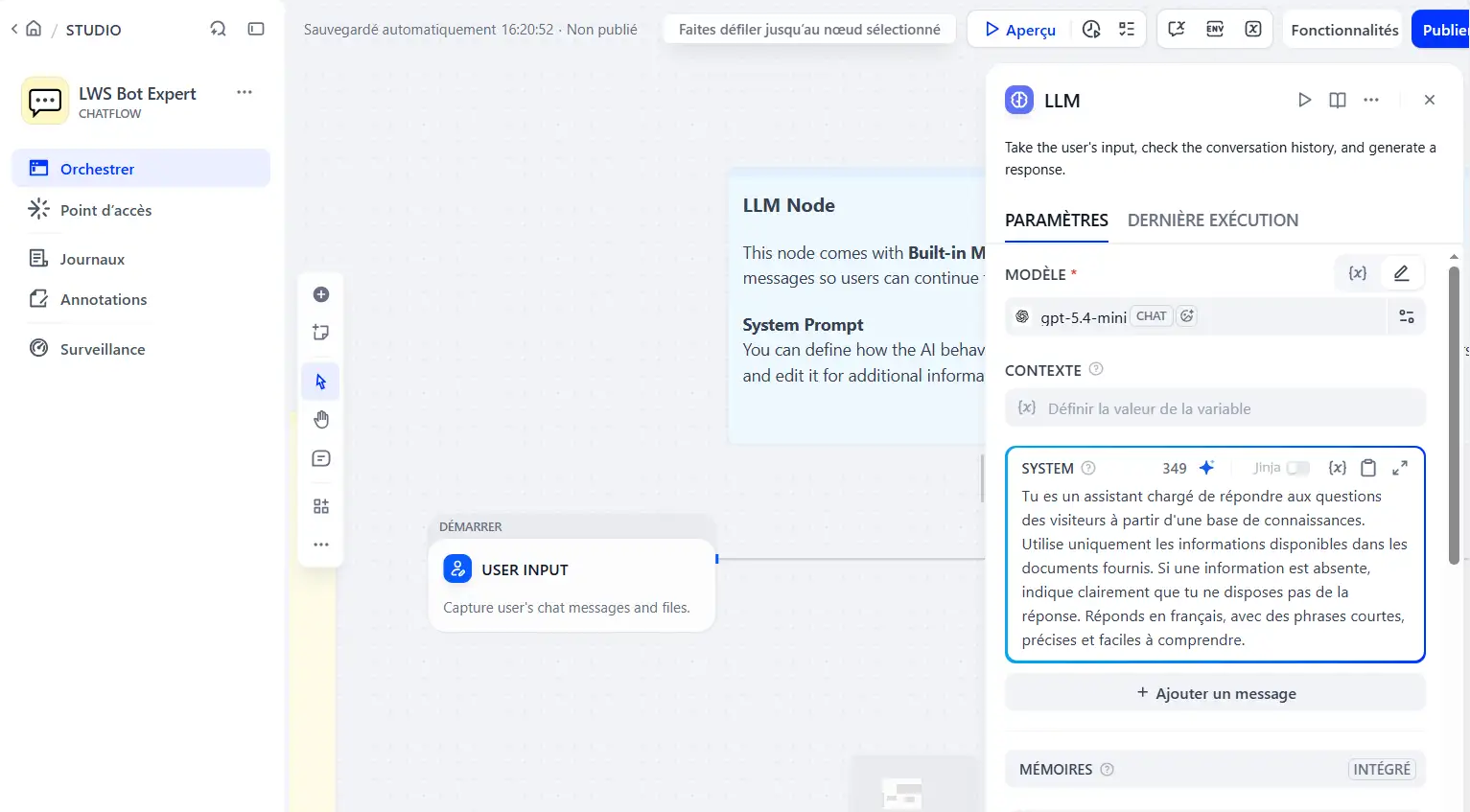 Donner des instructions à l'application qu'on vient de créer
