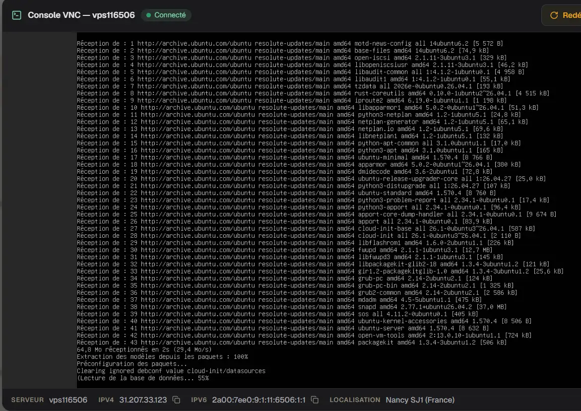 Mettre à jour les dépendances du serveur : interface de mise à jour sur VPS KVM LWS