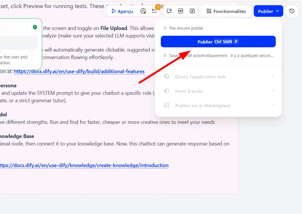 Publier l'application bot crée