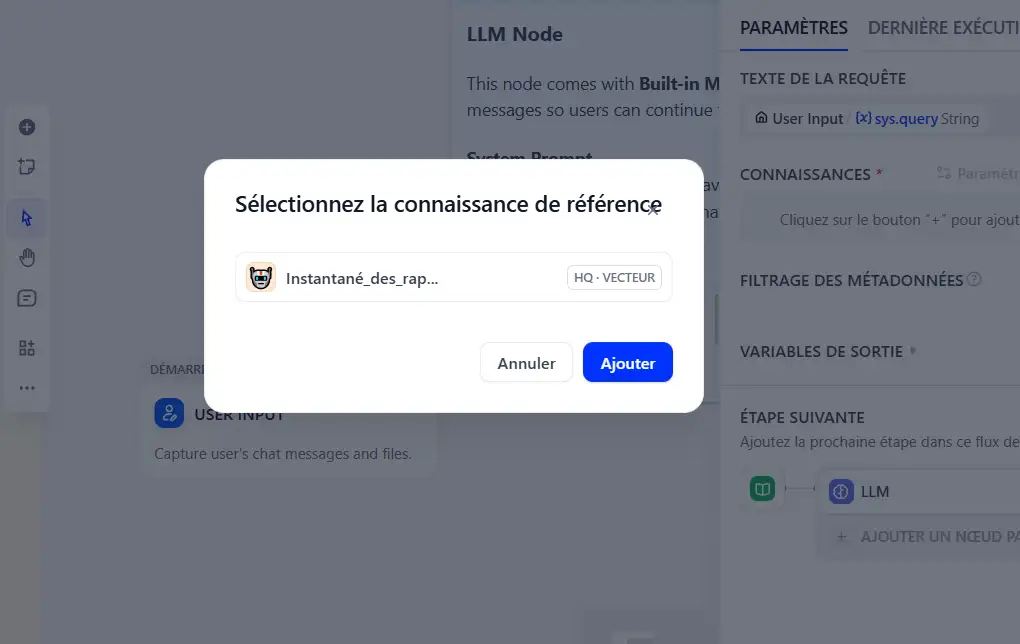 Sélectionner la base de connaissances