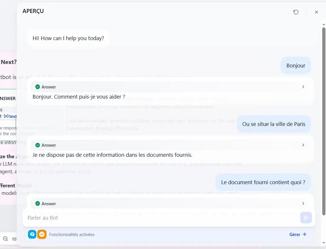 Tester le bot crée